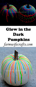 A neat alternative to carving. Glow in the dark pumpkins.