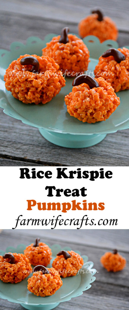 Pumpkin Rice Krispie Treats - The Farmwife Crafts