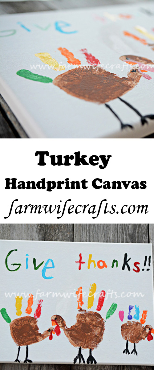 This Hand Print Turkey Canvas will look great on your wall this Thanksgiving.