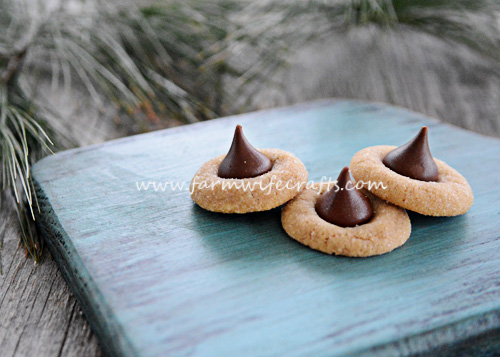 These peanut butter kisses are an easy and traditional Christmas cookie.