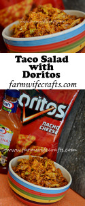 Do your kids love Doritos? They will love this taco salad that has their favorite chip mixed in!