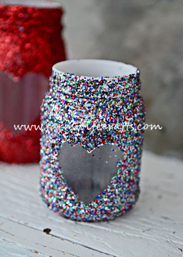 Glittered Heart Mason Jar Tumblers