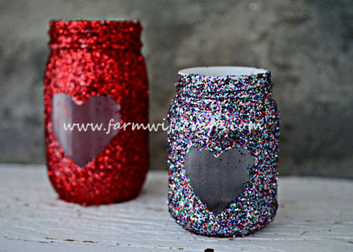 These simple heart mason jars are easy to make and are a great addition to your Valentine's decor our make great gifts!