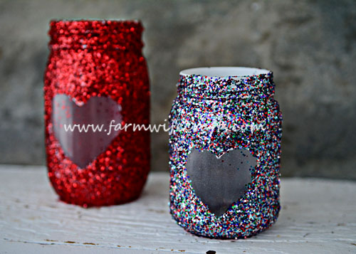 Valentine Glitter Votives - Mason Jar Crafts Love