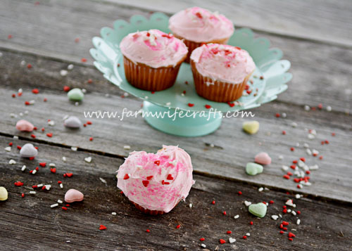 A simple Valentine's treat that your family will love, heart shaped cupcakes.