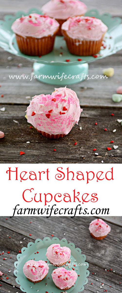 A simple Valentine's treat that your family will love, heart shaped cupcakes.