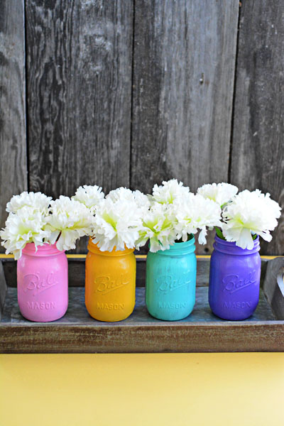 Easy to make DIY spring mason jars will brighten up any home.