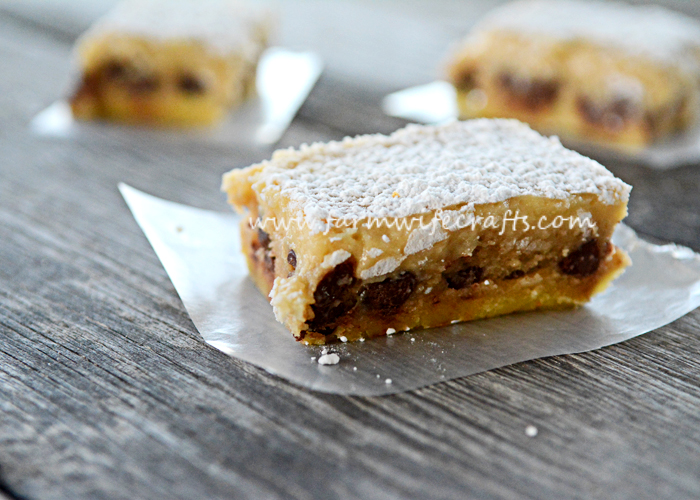 These chocolate chip cookie gooey bars definitely live up to their name. The perfect amount of chocolate chips make this a great twist on the favorite chocolate chip cookie.