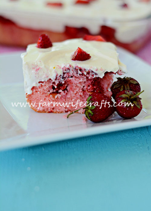 This strawberry Poke Cake is the perfect summertime dessert.