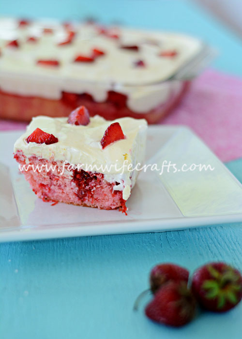 This strawberry Poke Cake is the perfect summertime dessert.