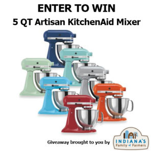 Enter to win a 5Qt. Artisan KitchenAid Mixer from Indiana's Family of Farmers by taking a short survey about food and farming.