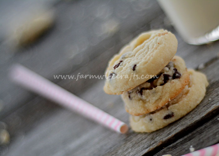 Who doesn't love a good chocolate chip cookie?  Maybe warm with a glass of ice cold milk?  If you are one of those people then you HAVE  to try this recipe for these delicious Chocolate Chip Shortbread Cookies!