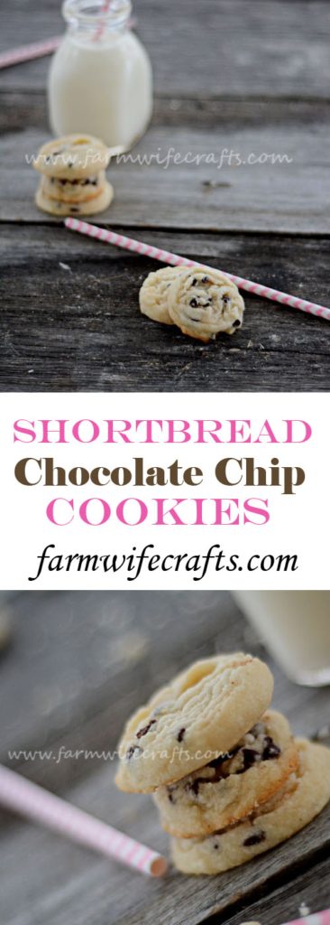 Who doesn't love a good chocolate chip cookie?  Maybe warm with a glass of ice cold milk?  If you are one of those people then you HAVE  to try this recipe for these delicious Chocolate Chip Shortbread Cookies!