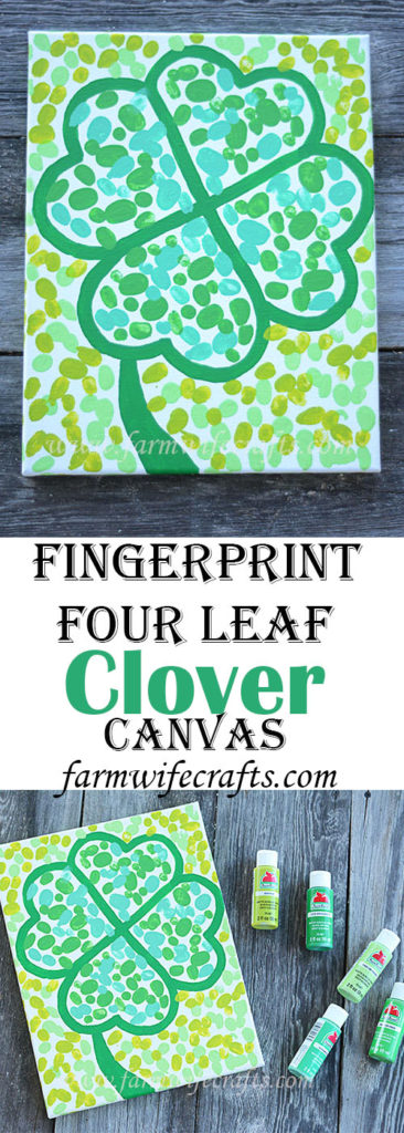 Are you looking for a craft to make with your kids this St. Patrick's Day that you can enjoy year after year. This Fingerprint Four Leaf Clover Canvas is just the thing, plus it will look adorable hanging on your wall.