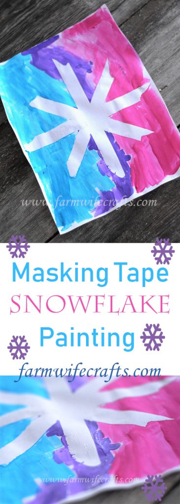 A simple craft to make with your toddler this winter are these snowflake paintings with masking tape.