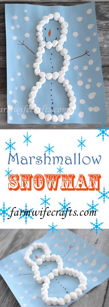 Are you looking for a simple craft to keep the kids entertained while it's too cold outside to go out and play?  This marshmallow snowman winter craft is just what you might be looking for!