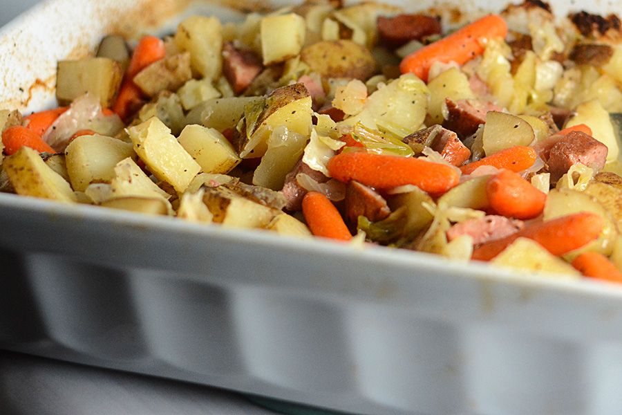 add some variety to your next cookout with this Hobo Casserole with Smoked Sausage.