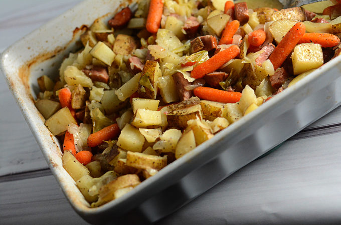 add some variety to your next cookout with this Hobo Casserole with Smoked Sausage.
