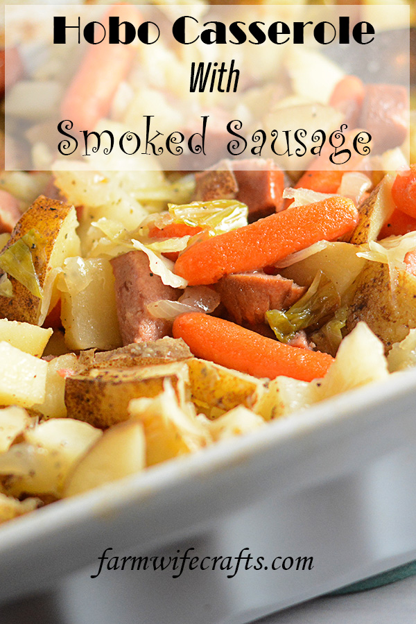add some variety to your next cookout with this Hobo Casserole with Smoked Sausage.