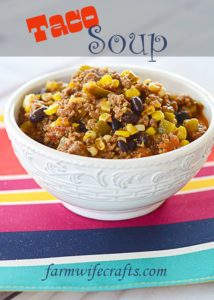 Are you all surviving winter? Actually, we've been fortunate and have had a pretty mild winter so far and Punxsutawney Phil didn't see his shadow the other day, so I guess we only have 6 more weeks until Spring, right?! Well, here's a delicious recipe for Taco Soup to help you get through the days until Spring arrives!