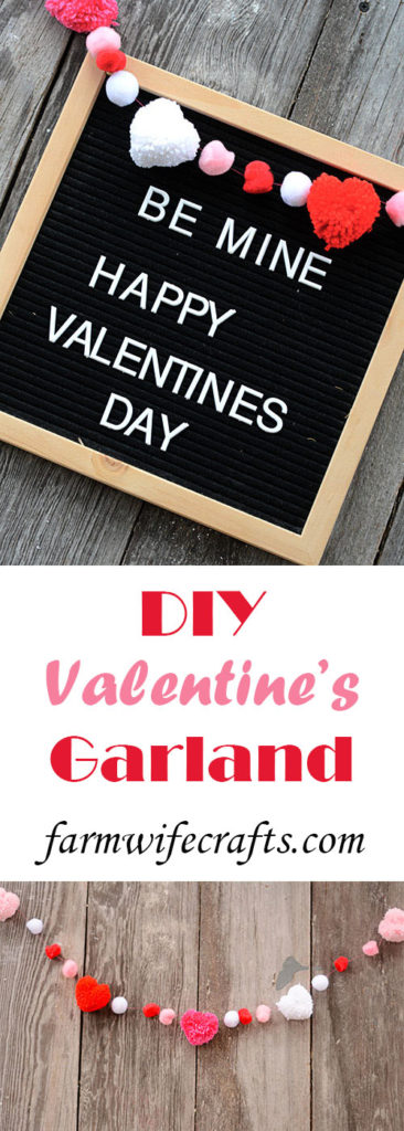 Valentine's Day is right around the corner.  I love decorating for Valentine's Day.  I don't have a lot of decorations, but what I do have, are pretty simple and the pop of color definitely brightens up the drab winter days.  This DIY Valentine's Garland is a perfect addition to our decor!