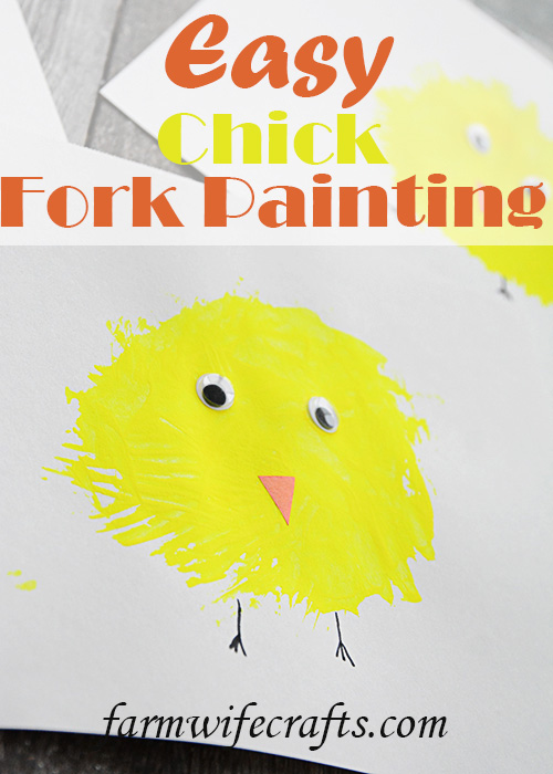 Are you looking for some easy Easter crafts to make with your kids while their home?  This Easy Chick Fork Painting is super easy to make!