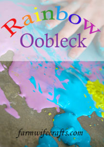 If you're looking for a simple craft to make to keep your kids entertained with items you have on hand then look no further than this Rainbow Oobleck.