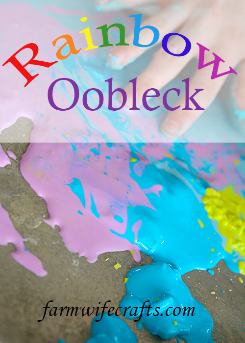 If you're looking for a simple craft to make to keep your kids entertained with items you have on hand then look no further than this Rainbow Oobleck.
