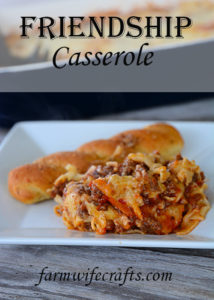 Are you looking for an easy weeknight meal, or maybe a meal that you can stick in the freezer for later or share with a friend?  This Friendship Casserole might just be what you are looking for!