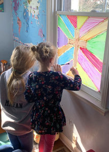 Looking for a fun, easy craft that may make your kids think you've lost your mind?  This Stained Glass Window Painting might be what you need in your life!