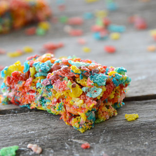Looking for a new spin on the classic marshmallow treats aka Rice Krispie Treats? These Fruity Pebbles Marshmallow Treats are just as easy to make and so bright and cheerful, everyone will love them!