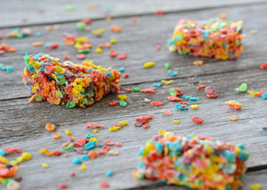 Looking for a new spin on the classic marshmallow treats aka Rice Krispie Treats? These Fruity Pebbles Marshmallow Treats are just as easy to make and so bright and cheerful, everyone will love them!