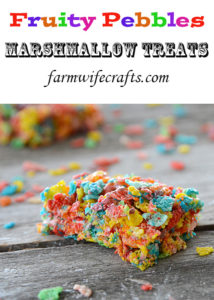 Looking for a new spin on the classic marshmallow treats aka Rice Krispie Treats? These Fruity Pebbles Marshmallow Treats are just as easy to make and so bright and cheerful, everyone will love them!