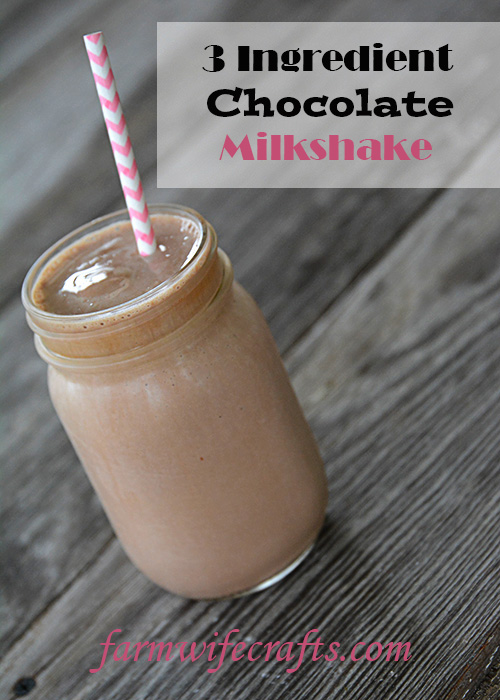 June is dairy month and since dairy farming is in my blood, we love celebrating dairy farmers around our house.  What better way to celebrate in the hot month of June than with this refreshing 3 ingredient chocolate milkshake?!