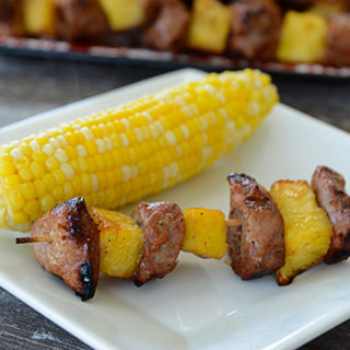 Summer means grilling and grilling means less mess in the kitchen.  My absolute favorite meal is a toss up between everything coming from the garden and everything being prepared on the grill!  This recipe for Grilled Teriyaki Pork and Pineapple Skewers is the perfect summertime meal!