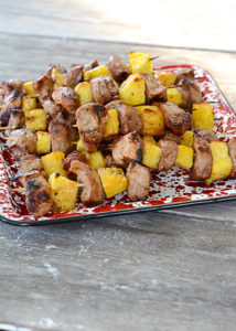 Summer means grilling and grilling means less mess in the kitchen.  My absolute favorite meal is a toss up between everything coming from the garden and everything being prepared on the grill!  This recipe for Grilled Teriyaki Pork and Pineapple Skewers is the perfect summertime meal!