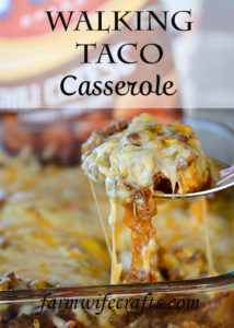 Things are starting to get busy again, so if you're looking for an easy weeknight meal that will please everyone in your family, look no further.  This Walking Taco Casserole recipe is the ticket!