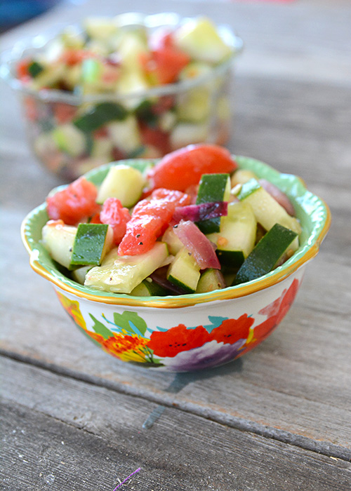 There's nothing like the fresh taste a salad that comes straight from the garden.  This Tomato Cucumber Salad tastes great all year long, especially when the main ingredients come straight from your very own garden!