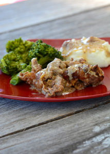 I don't know about you, but cooler temps make me crave comfort food.  One of our family's favorite meals is Poor Man's Salisbury Steak.