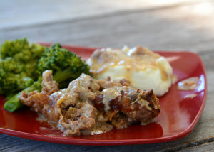 I don't know about you, but cooler temps make me crave comfort food.  One of our family's favorite meals is Poor Man's Salisbury Steak.