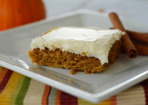It's starting to feel like Fall and that means all things PUMPKIN!  These Pumpkin Bars with Cream Cheese Frosting are the perfect Fall dessert!